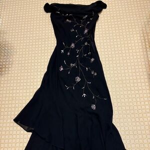 Black beaded evening gown